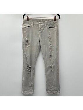7 For All Mankind Rickie Distressed Boyfriend Ankle Jeans Size 24